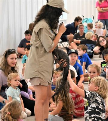 Eyes were big and some kids ventured a touch on several reptiles which were presented at the ever-popular Extreme Animals episode of the Summer Reading Program, which ended July 20 for the 2023 season. Photos by Kevin Hilley | Altus Times