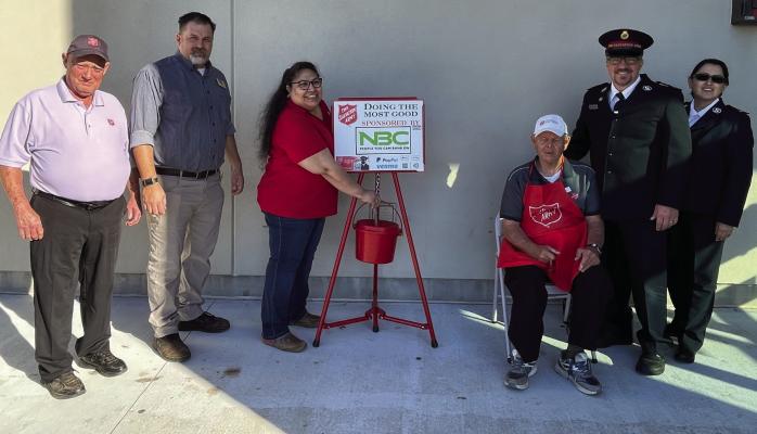 Salvation Army Angel Tree and bell ringing stations set up