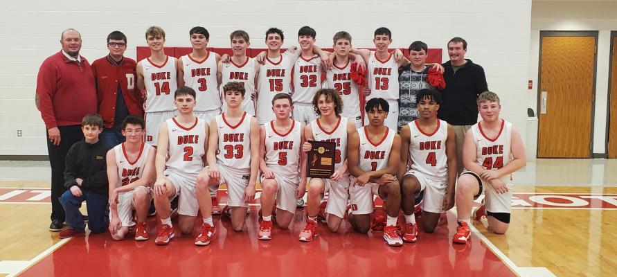 The Duke Tigers won their District Tournament this past Saturday, defeating Mountain View-Gotebo 80-21. They were to have played Ryan on Thursday in the Class B Regional Tournament. The Tigers are 25-1 and ranked No. 2 in Class B. Courtesy photo