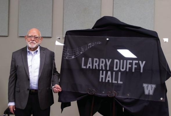 The Band Hall at Western Oklahoma State College is now called the “Larry Duffy Hall.” This honor recognizes the unparalleled contributions of Mr. Larry K. Duffy, a respected member of the Pioneer family since 1978. Courtesy photo